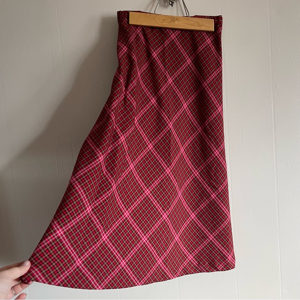 Vintage Red and Pink Plaid Maxi Skirt